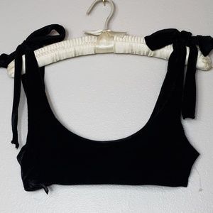 Urban Outfitters NEW Black Crushed Velvet Crop Top NEW